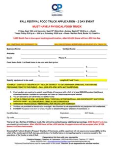 2026 Food Truck Cheshire Prospect Fall Festival Application