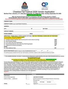 2026 Vendor Cheshire Prospect Fall Festival Application